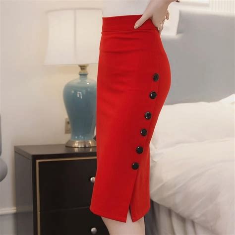 item type skirts gender women decoration button skirts length knee length pattern type solid