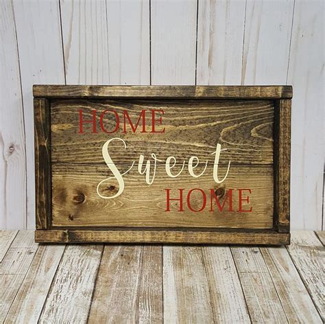 Home Sweet Home Framed Wood Sign By Mwsignsetc On Etsy Wood Frame