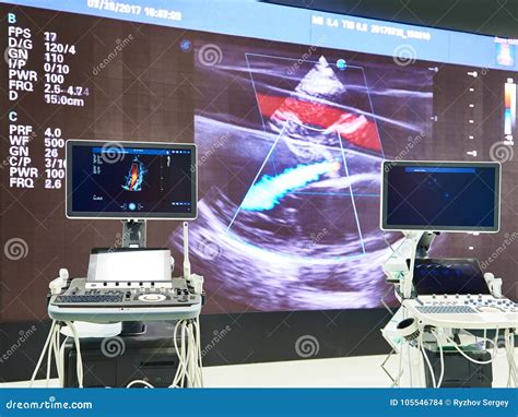 Medical Devices For Ultrasound Examination On Background Of Screen