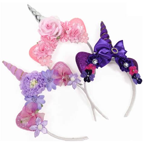 Whimsical Floral Unicorn Headband Bows Etc