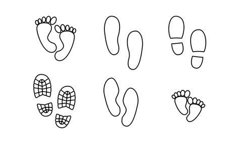 Set Collection Footprint Step Line Icon White Background Simple Design