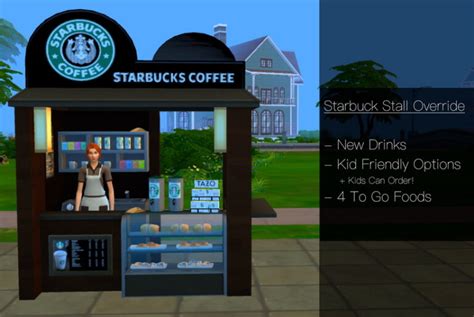 Starbucks Food Stall Overhaul By Qmbibi At Mod The Sims 4 Sims 4