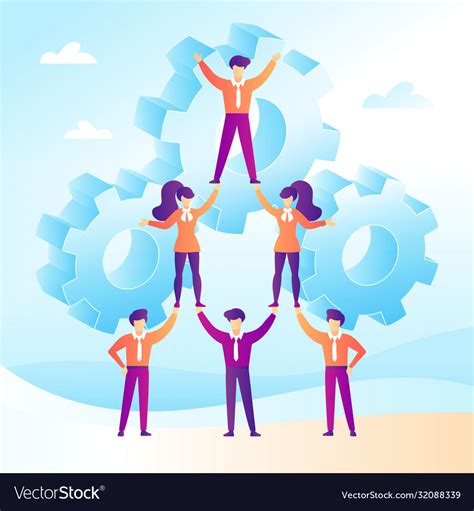 Teamwork Concept With Business People Forming A Vector Image