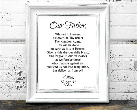 Our Father Prayer Printable The Lord's Prayer 5x7 8x10 | Etsy