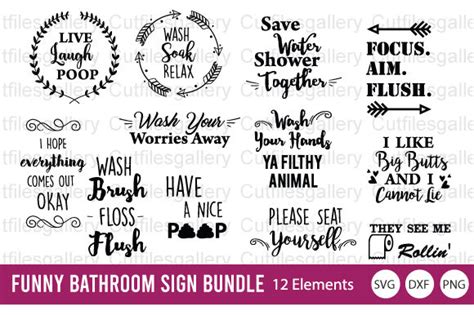 Funny Bathroom Sign Bundle Gr Fico Por Cutfilesgallery Creative Fabrica