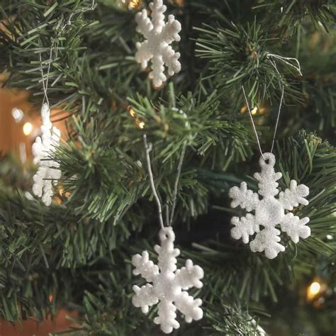 White Iridescent Glitter Snowflake Ornaments Winter Holiday Crafts