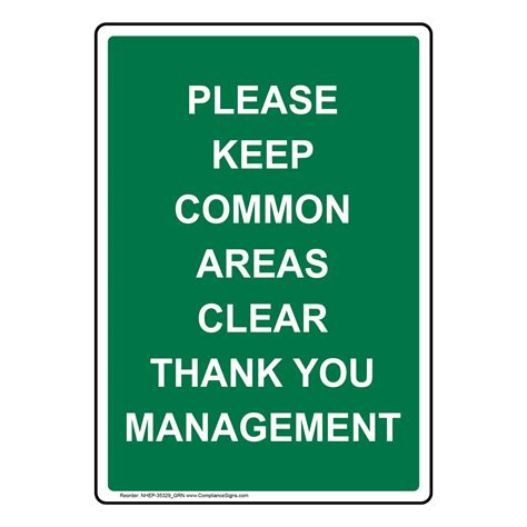 Vertical Sign Housekeeping Please Keep Common Areas Clear