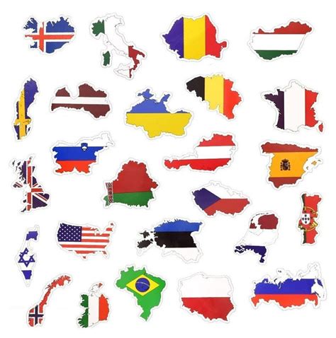 Country Flags Stickers Pack 50 Pcs Maps Chop Vinyl Decals Etsy