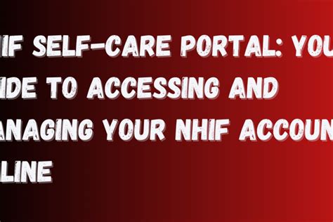 Nhif Self Care Portal Registration Portal Services Check Card Status