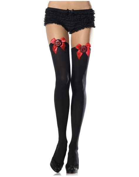 Black Thigh Highs With Sequin Skull Bow Tops Thigh High Stockings With