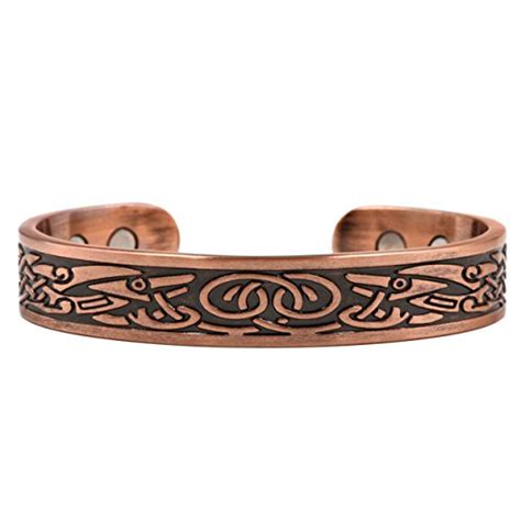 Reevaria Pure Copper Magnetic Heavyweight Cuff Bracelet For Men With