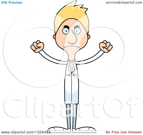 Clipart Of A Cartoon Angry Tall Skinny White Doctor Man Royalty Free