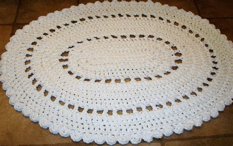 Bath rugs you'll love, only at bb&b. Crochet White Oval Rug, Handmade Rug, Floor Rug, Throw Rug ...