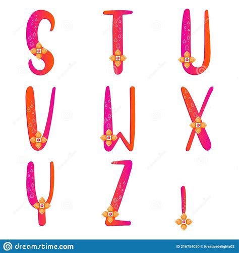 Abc Letters With Gemstone Pattern Pink And Orange Gradient Alphabet