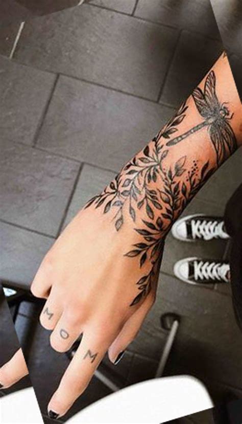 Nature Leaf Leaves Wrist Tattoo Ideas For Women Dragonfly Forearm Tat