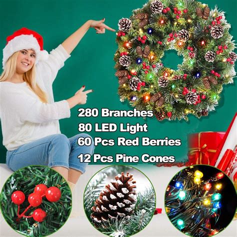 Best Choice Products 24in Pre Lit Battery Powered Christmas Wreath