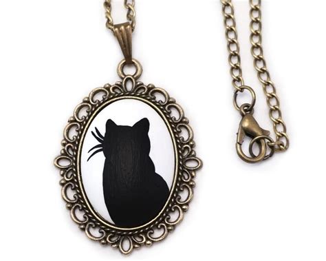 Cat Necklace Cat Jewelry Black Cat Necklace Black Cat Jewelry Etsy