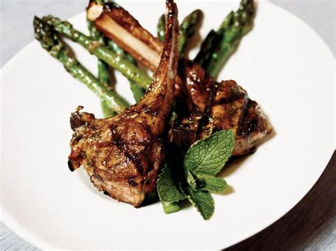 Ground lamb and shallot kebabs with pomegranate molasses. Herb-and-Spice Lamb Chops with Minted Asparagus Recipe ...