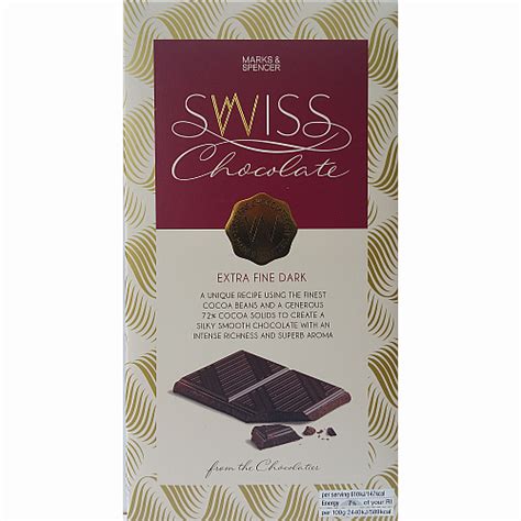Marks And Spencer Swiss Chocolate Extra Fine Dark 125g British Shop