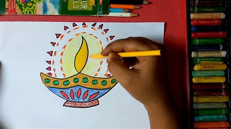 How To Draw Beautiful Colorful Designer Diya Step By Step Very Easily