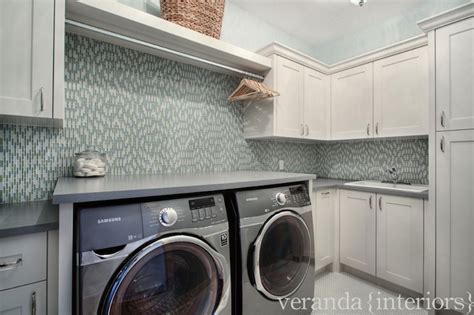 If i had known how easy it would be i would have done it a long time ago! Blue Glass Tile Backsplash - Contemporary - laundry room ...
