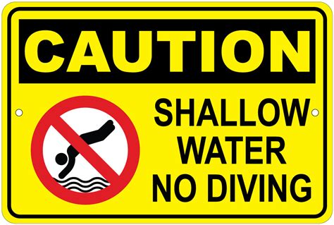 Caution Shallow Water No Diving 8x12 Aluminum Sign Ebay