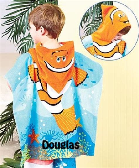 Nemo Clown Fish Hooded Poncho Towel Beach Towel Personalized Kids