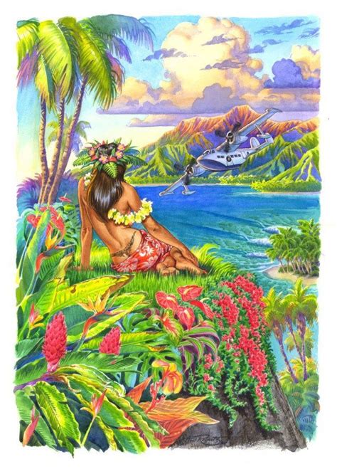 Hawaiian Hula Dancer Painting Hula Girl Art By Phil Roberts X On Watercolor Paper