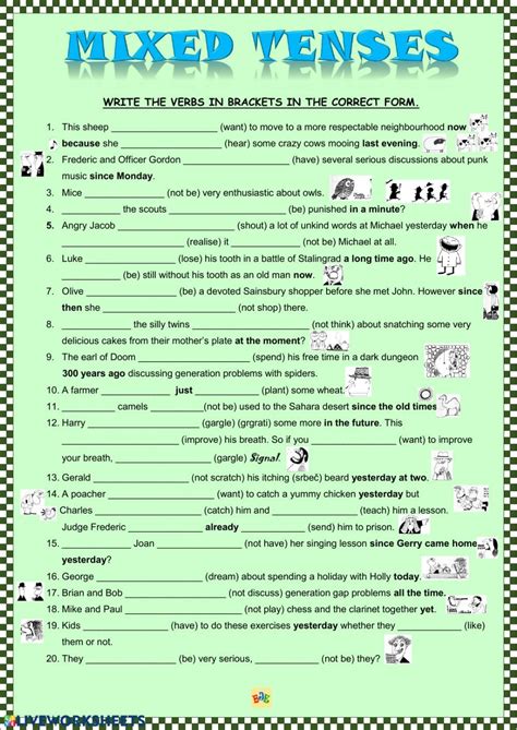 Mixed Tenses Interactive Worksheet Tenses Exercises English Tenses Exercises Verb Tenses