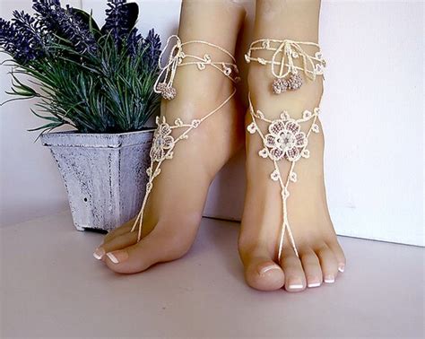 Barefoot Sandals Ivory Lace Crochet Jewelery Crochet Beach Etsy