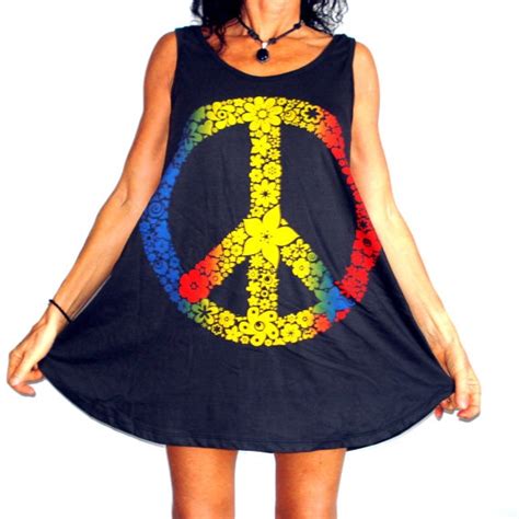 Epic Clearance Sale Peace Sign Babydoll Style Tank Singlet Dress One