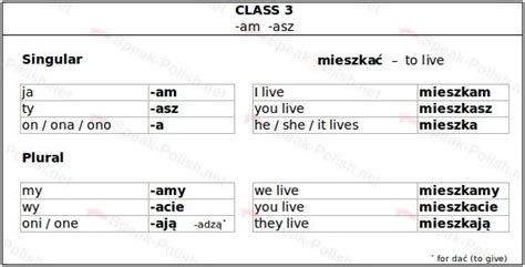 Polish Class 3 Verbs Present Tense Polish Language Polish Words Learn Polish