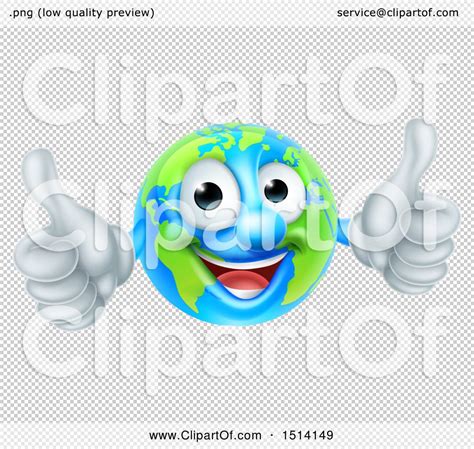 Clipart Of A Happy Earth Mascot Giving Two Thumbs Up Royalty Free