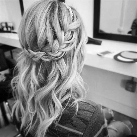 beautiful half down half up braided hairstyle with curls long hair styles wedding guest