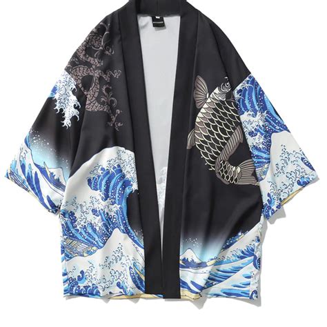 Ocean Print Japanese Kimono Robe | Men's kimono cardigan, Long kimono cardigan, Kimono cardigan