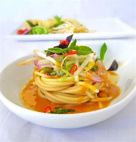 Laksa is a spicy noodle soup popular in the peranakan cuisine of southeast asia. Laksa Johor - Lisa's Lemony Kitchen