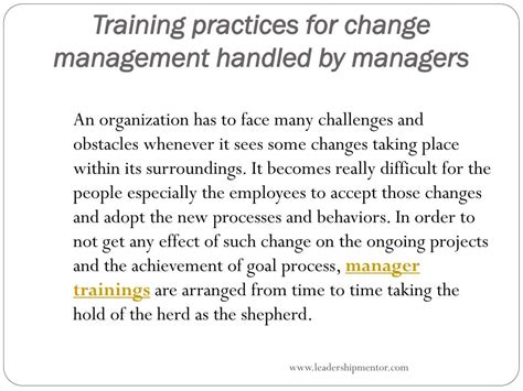 Ppt Training Practices For Change Management Handled By Managers