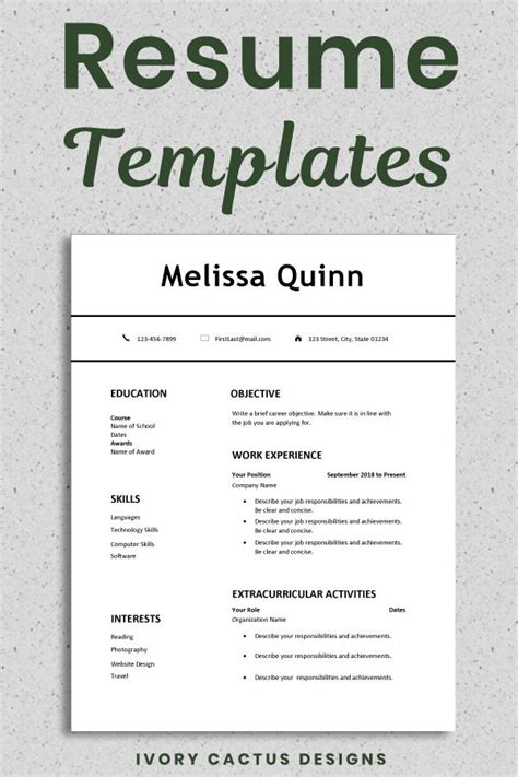 Each other, one another (reciprocal pronouns). Student resume template Word, simple, modern, clean, easy, one page resume, CV template, first ...