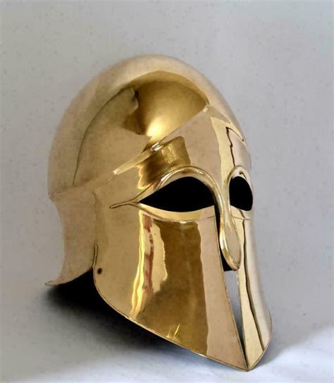 16 Gauge Steel And Brass Coated Medieval Greek Corinthian Helmet Etsy