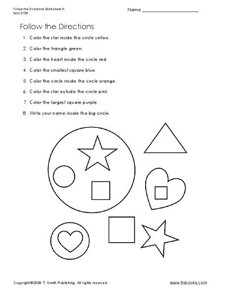 Follow The Directions Worksheet For 1st 2nd Grade Lesson Planet