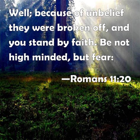 Romans 1120 Well Because Of Unbelief They Were Broken Off And You