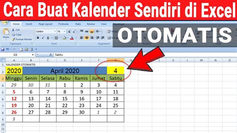 CARA MEMBUAT KALENDER DI EXCEL SENDIRI OTOMATIS YouTube