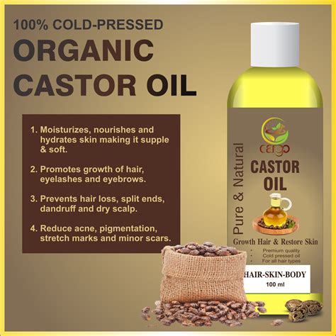 Buy Cargo Cold Pressed Organic Castor Oil For Skin Body Hair Oil 100ml Online ₹180 From