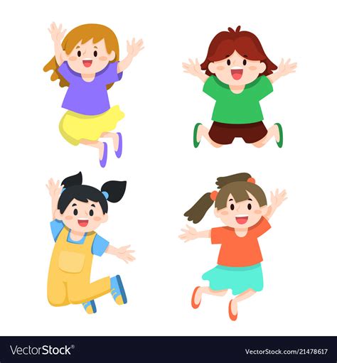Happy Children Jumping Royalty Free Vector Image