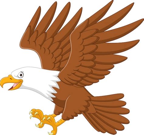 Premium Vector Cartoon Eagle Flying On White Background