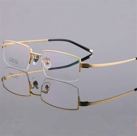 buy pure titanium men half rimless eyeglass frames luxury glasses myopia rx