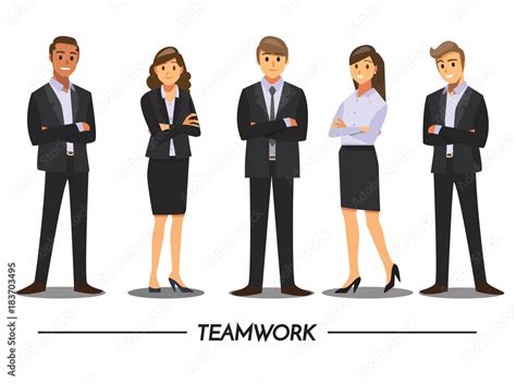 Business People Teamwork Vector Illustration Cartoon Character Stock