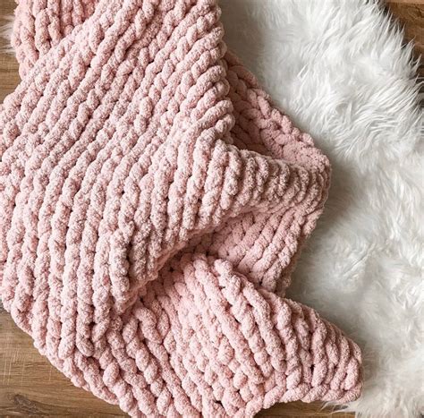 Chunky Knit Blanket Jumbo Chenille Blanket Hand Knit Etsy