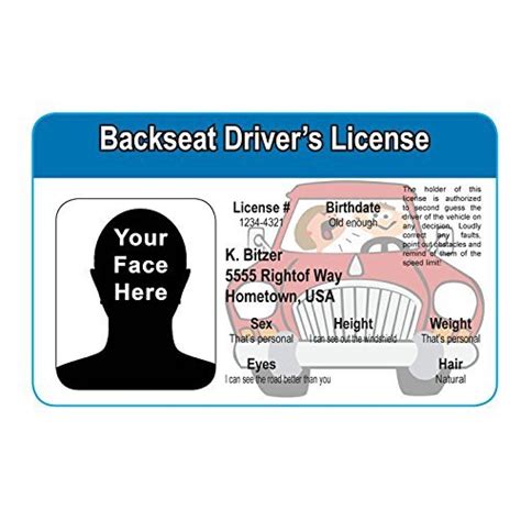 Backseat Drivers License Handmade