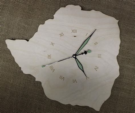 Custom Unique Bespoke Zimbabwe Shape Clock Zimbabwe Map Wooden Etsy